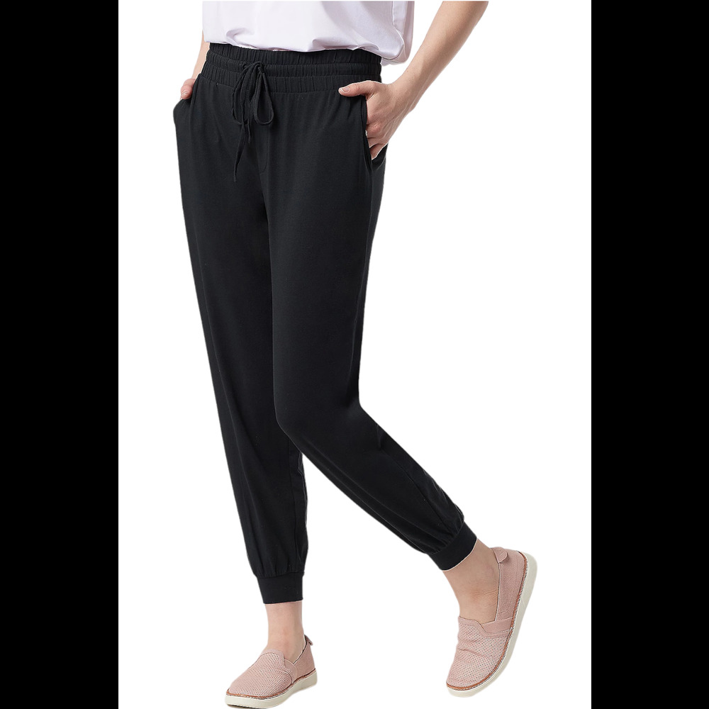 AnyBody Cozy Knit Jersey Jogger Pant Black - Petite